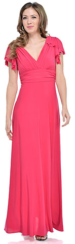 V-Neck Wrap Style Jersey Long Formal Dress