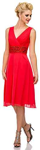 V-Neck Knee Length Formal Bridesmaid Dress with Pleating . 11379.
