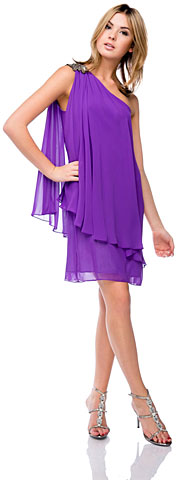 Roman Inspired One Shoulder Draped Cocktail Party Dress . 11382.