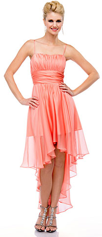 Spaghetti Straps Ruched High Low Party Party Dress. 11413.
