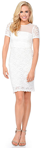 Short Sleeves Form Fitting Short Homecoming Homecoming Dress in Lace. 11418.