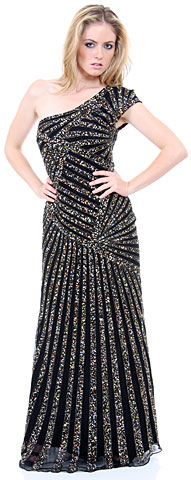 Full Length Sophisticated Sequined Prom Gown. 1141.