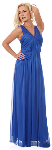 Ruched Bodice Long Formal Bridesmaid Dress. 11442.