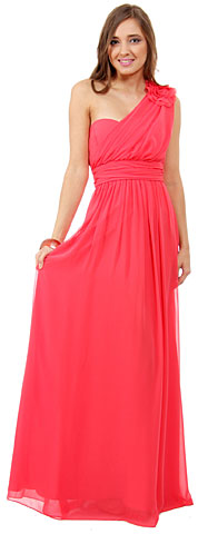 One Shoulder Long Formal Prom Dress with Floral Applique. 11471.