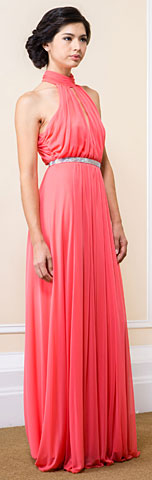 High Halter Neck Long Formal Bridesmaid Dress with Keyhole. 11527.