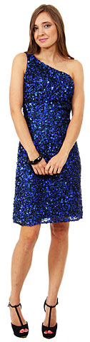 One Shoulder Short Party Dress with Textured Sequins. 1154.