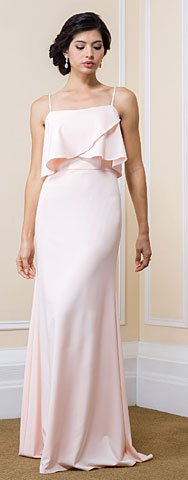 Square Neckline Flutter Top Long Formal Bridesmaid Dress