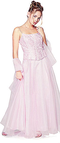 A-Line Spaghetti and Lace Formal Prom Dress