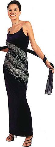 #13143. Silver Glittered Velvet Formal Dress.