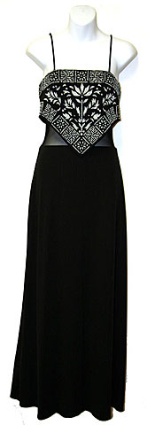 #13213. Spaghetti Strap Beaded Design Formal Dress.