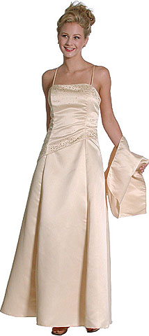 Rhinestones and Beads Long Bridesmaid Dress. 13330.