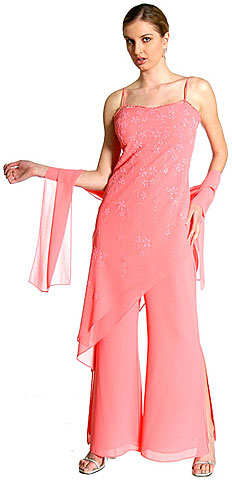 #13395. Asymmetric Beaded Pant Dress.