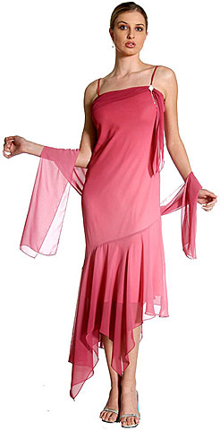 Asymmetric Diamond Brooch Formal Dress