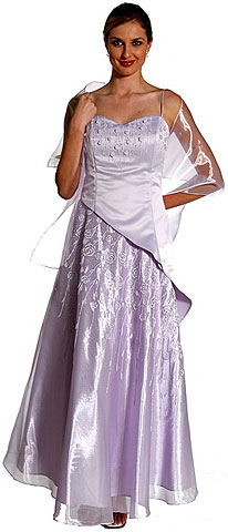 #13483. Multiple Flower Prom Dress on Satin and Organza.