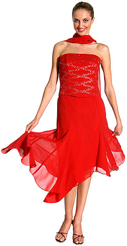 Glittered Asymmetric Evening Dress