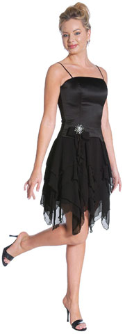 #13627. Asymmetric Spaghetti Strapped Cockail Dress.