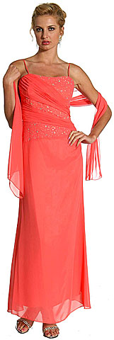 #13762. Silver Glittered Chiffon Formal Prom Dress.