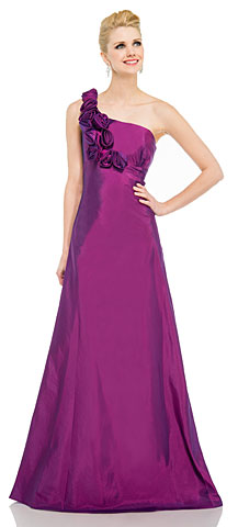 Single Shoulder Taffeta Full Length Formal Evening Gown