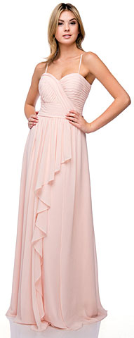 Pleated Bust Wrap Skirt Long Bridesmaid Dress