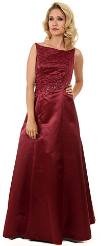 Boat Neck A-Line Beaded Classic Prom Dress. 17274.