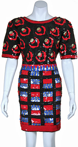 Hand Beaded Colorful Vintage Cocktail Dress