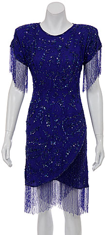 Deep Rain Hand Beaded Short Dress