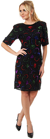 Colorful Beading Formal Party Dress with Keyhole Back
