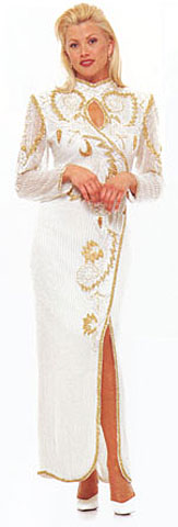 #2755. Keyholed Chinese Beaded Formal Gown.