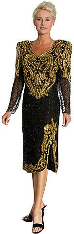 #2826. Tea Length and Keyhole Back Formal Beaded Dress.