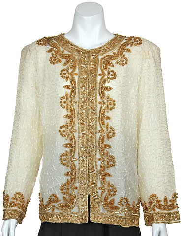 Hand Beaded Sequin Floral Print Jacket
