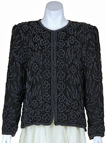 Fully Beaded Floral Print Jacket