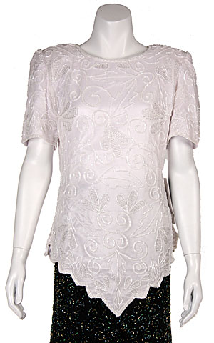 Garden Inspired Beaded Pattern Half Sleeves Blouse