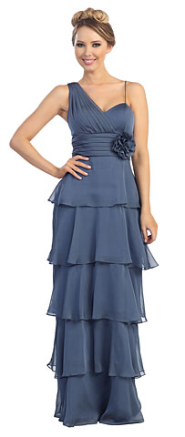 One Shoulder Tiers & Ruffles Long Formal Evening Prom Dress