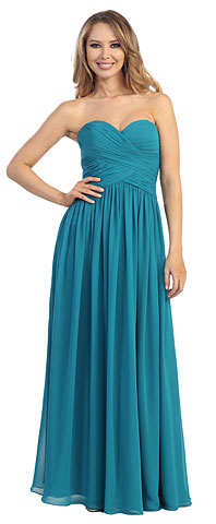 Strapless Ruched Bodice Long Formal Evening Dress