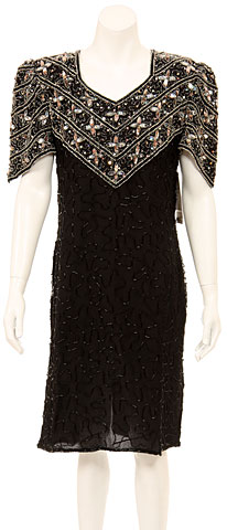 Tea Length Petal Sequined Cocktail Dress