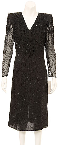 Fully Sequined Long Sleeve Cocktail Dress