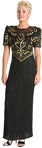 #7417. Keyholed Back Short Sleeve Long Dress.