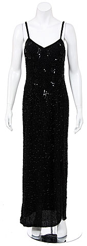 Hand Beaded/Sequined Dress with Frontal Slit. 7508.