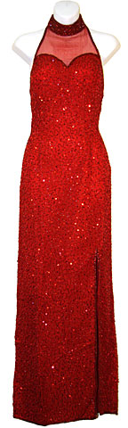 #7570. Halter Neck Sequined Formal Cocktail Dress.