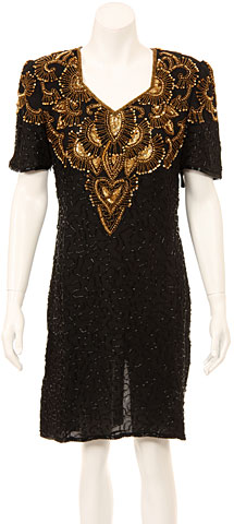 V-Neck Short Beaded Cocktail Dress