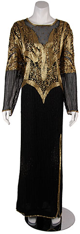 Fully Beaded Long Sleeved Formal Evening Dress