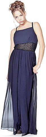 #8161. Long Formal Dress with Crossed Back & Beaded Belt .