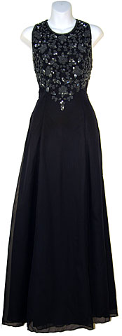#8366. Full Length Formal Gown with Beaded Bodice.