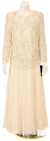 Long Sleeve Full Length Sequined Gown