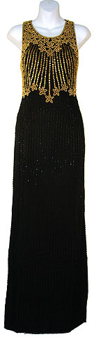 #8544. Lined Flower Beaded Formal Gown.