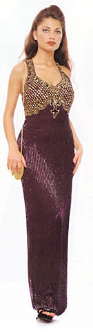 #8661. Bustier Beaded Long Formal Dress.