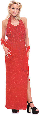 #8685. Scaled Sequin Halter Neck Formal Dress.