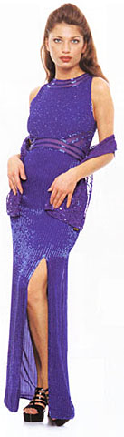 #8686. Semi See Thru Waist Beaded Formal Dress.