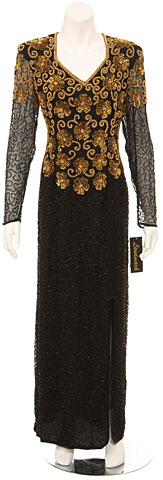 Flower Accentuated Full Length Evening Gown