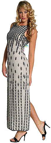#8838. Irregular Beadwork Full Length Formal Dress.